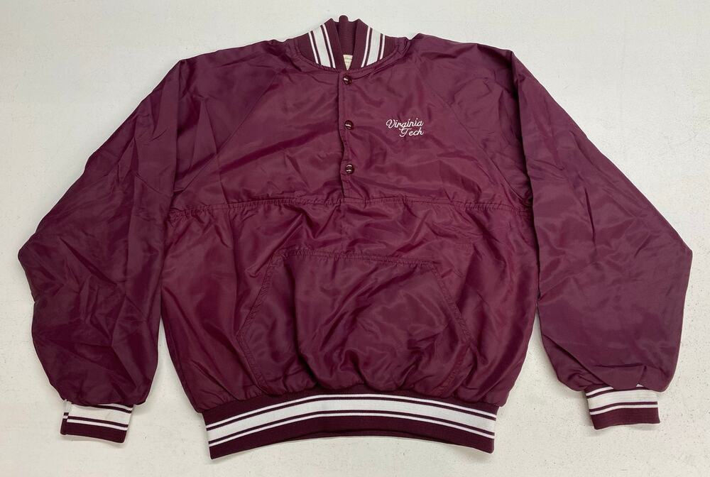 VTG 80s/90s Unbranded Virginia Tech VT Hokies 1/4 button pullover windbreaker L